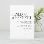 Invitation Classic Elegant noir et blanc Mariage de typograph (Debout devant)