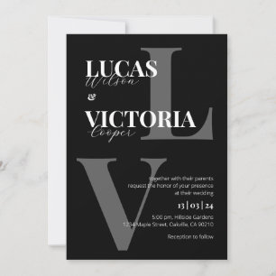 Invitation Classic Elegant noir et blanc Mariage Monogramme
