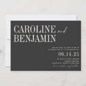 Invitation Classic Elegant noir et blanc Script Mariage Inv (Devant)