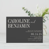 Invitation Classic Elegant noir et blanc Script Mariage Inv (Debout devant)