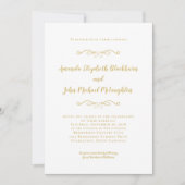 Invitation Classic Elegant or blanc intemporel Mariage formel (Devant)
