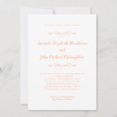 Invitation Classic Elegant Peach & White Formel Mariage Chic (Devant)