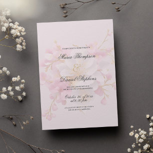 Invitation Classic élégant rose blanc or mariage
