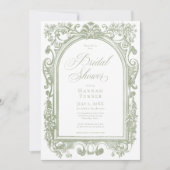 Invitation Classic Elegant Sage Arch Floral Bridal Shower (Devant)