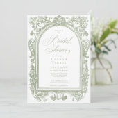 Invitation Classic Elegant Sage Arch Floral Bridal Shower (Debout devant)