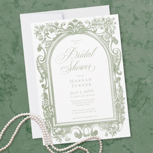 Invitation Classic Elegant Sage Arch Floral Bridal Shower
