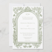 Invitation Classic Elegant Sage Arch Floral Frame Wedding (Devant)