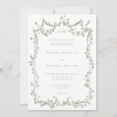 Invitation Classic Elegant Sage Green Delicate Floral Wedding (Devant)