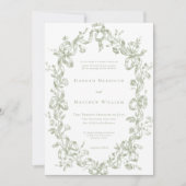 Invitation Classic Elegant Sage Oval Ribbon Frame Wedding (Devant)