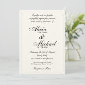 Invitation Classic elegant script black and ivory wedding (Debout devant)