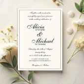Invitation Classic elegant script black and ivory wedding