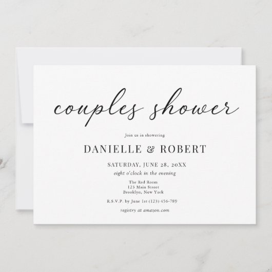 Invitation Classic Elegant Script Couples Bridal Shower (Devant)