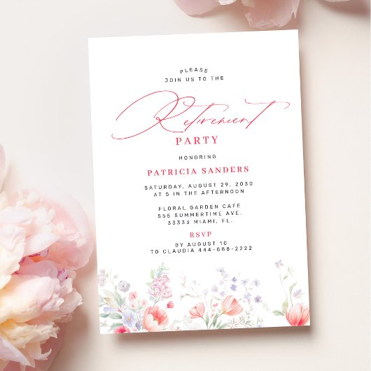 Invitation Classic elegant script floral retirement party