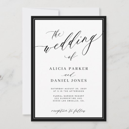 Invitation Classic elegant script QR code photo wedding (Devant)
