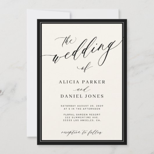 Invitation Classic elegant script QR code photo wedding (Devant)