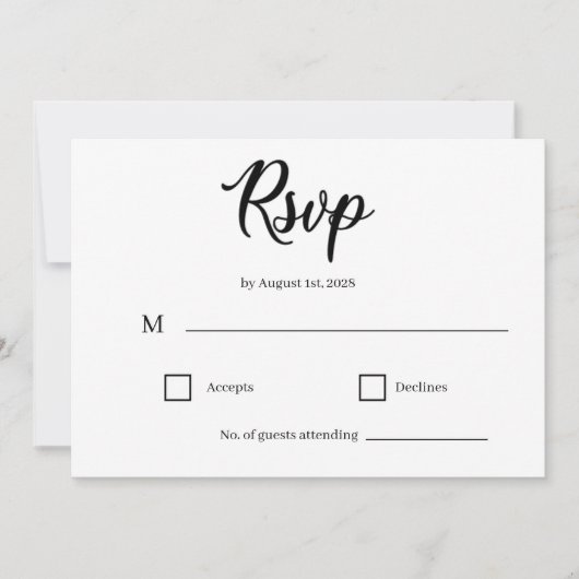 Invitation Classic Elegant Script Wedding RSVP Card (Devant)