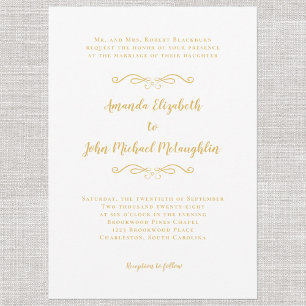 Invitation Classic Elegant Simple Formal Gold Mariage blanc