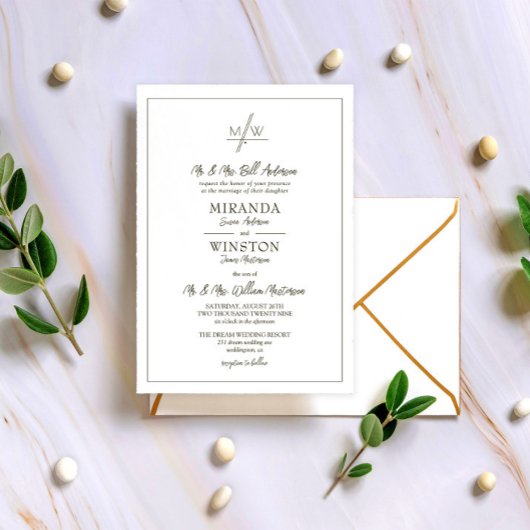 Invitation Classic Elegant Simple Wedding
