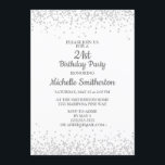 Invitation Classic Elegant White Silver Parties scintillant 2<br><div class="desc">Invitation classique et élégante de 21ème anniversaire en blanc avec parties scintillant argent et police calligraphie.</div>