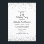 Invitation Classic Elegant White Silver Parties scintillant 2<br><div class="desc">Invitation classique et élégante de 21ème anniversaire en blanc avec parties scintillant argent et police calligraphie.</div>