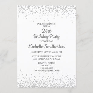 Invitation Classic Elegant White Silver Parties scintillant 2