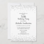Invitation Classic Elegant White Silver Parties scintillant 3 (Devant)