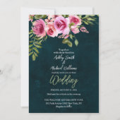 Invitation Classic Emerald Vert Floral Dark Moody Mariage (Devant)