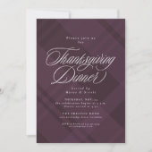 Invitation Classic fall purple plaid Thanksgiving Dinner (Devant)