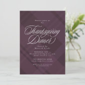 Invitation Classic fall purple plaid Thanksgiving Dinner (Debout devant)