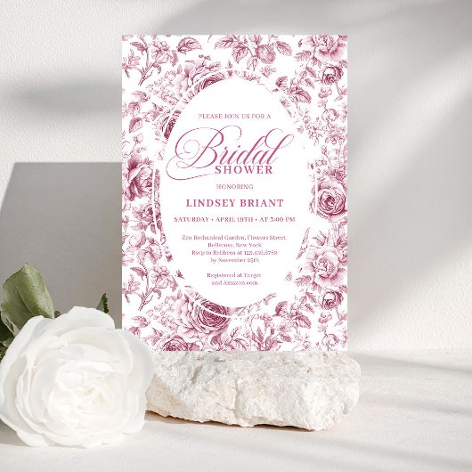 Invitation Classic Floral Rose Pattern Bridal Shower Invite