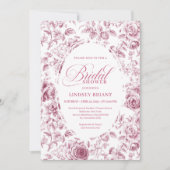 Invitation Classic Floral Rose Pattern Bridal Shower Invite (Devant)