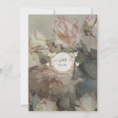 Invitation Classic Floral Rose Rose Rose Or Script doré (Dos)