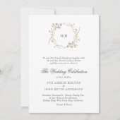 Invitation Classic Floral Wreath Monogram Surname Wedding  (Devant)