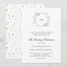 Classic Floral Wreath Monogram Surname Wedding 