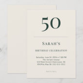 Invitation Classic Forest & Linen 50th Birthday Celebration (Devant / Derrière)