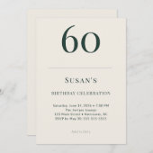 Invitation Classic Forest & Linen 60th Birthday Celebration (Devant / Derrière)