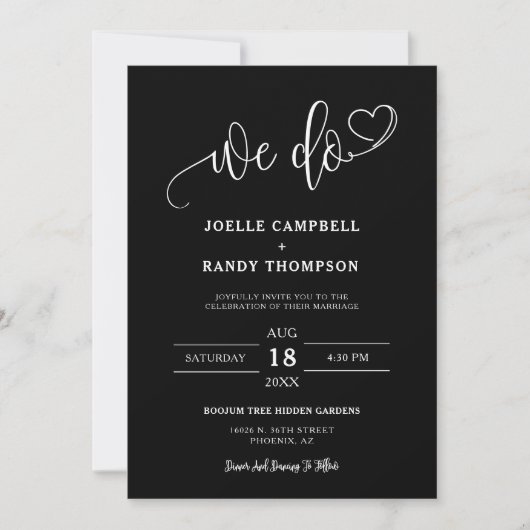 Invitation Classic Formal Black We Do Boho Arch Photo QR Code (Devant)