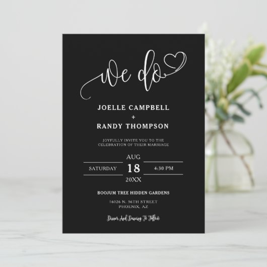 Invitation Classic Formal Black We Do Boho Arch Photo QR Code (Debout devant)