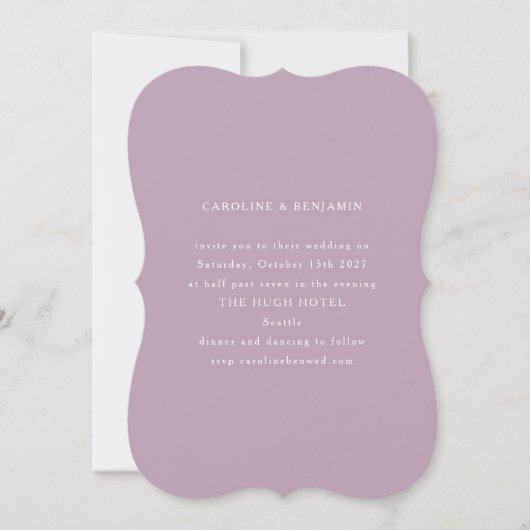 Invitation Classic Formal Dusty Lilac Mariage de forme unique (Devant)