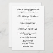 Invitation Classic Formal Elégant Blanc Mariage traditionnel (Devant / Derrière)