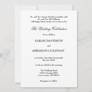 Invitation Classic Formal Elégant Blanc Mariage traditionnel