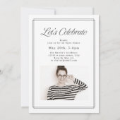 Invitation Classic Framed Elegant Script Photo Graduation (Dos)