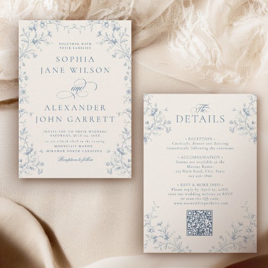 Invitation Classic French Chinoiserie All in One Wedding