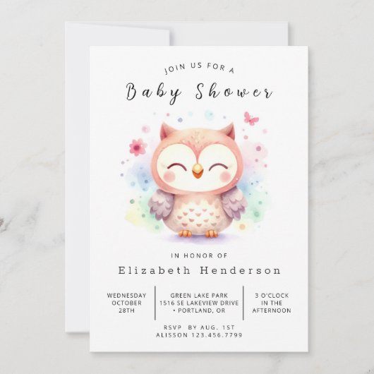 Invitation Classic Fun Owl Baby shower (Devant)