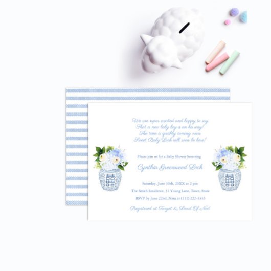 Invitation Classic Ginger Jar Baby Poem Poem Douche Party