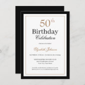 Invitation Classic Gold Black 50th Birthday Party (Devant / Derrière)