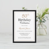 Invitation Classic Gold Black 50th Birthday Party (Debout devant)