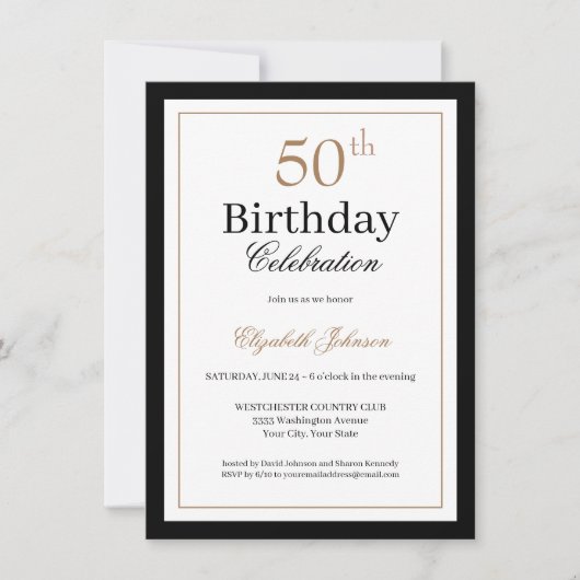 Invitation Classic Gold Black 50th Birthday Party (Devant)