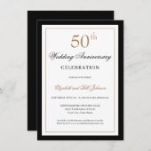Invitation Classic Gold Black 50th Wedding Anniversary (Devant / Derrière)