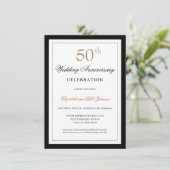 Invitation Classic Gold Black 50th Wedding Anniversary (Debout devant)